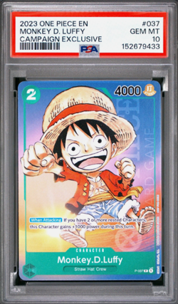 2023 ONE PIECE PROMOS CAMPAIGN EXCLUSIVE #037 MONKEY D. LUFFY PSA 10 - Image 1