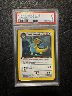 2000 Dark Dragonite Holo Rare 1st Edition 5/82 PSA 5 Pokemon Card TCG - Image 1