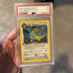 2000 Dark Dragonite Holo Rare 1st Edition 5/82 PSA 5 Pokemon Card TCG - Image 2