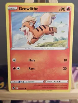 019/195 Growlithe Silver Tempest Regular Common Sowsow Card Pokemon TCG - Image 1