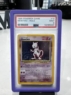 Mewtwo 10/102 Base Set Holo Rare Basic 60 HP PSA 9 1999 English Pokemon Card - Image 1