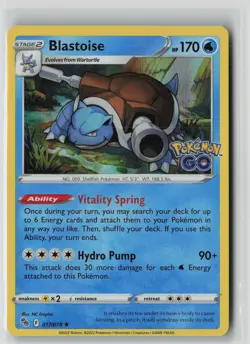 Blastoise 017/078 Holo Rare Pokemon GO Pokemon Holo NM - Image 1