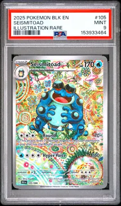 2025 Pokemon BLK EN Black Bolt Seismitoad Illustration Rare #105 PSA 9 MINT - Image 1