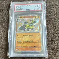Pokemon 2024 Lucario 174/091 SV Paldean Fates Shiny Rare Holo PSA 10 - Image 1