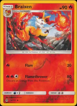 Pokemon - Braixen #16/131 - SM - Forbidden Light Reverse Holo - Image 1