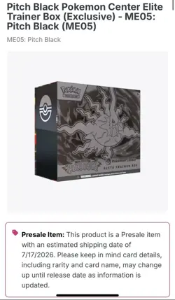Pokemon Center Pitch Black ETB PreSale Confirmed Order - Image 1