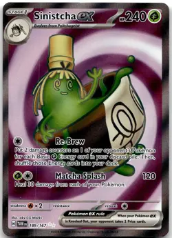Sinistcha ex 189/167 Ultra Rare Twilight Masquerade Pokemon Near Mint - Image 1
