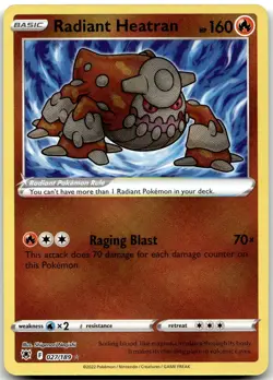Radiant Heatran 027/189 Radiant Rare Astral Radiance Pokemon Near Mint - Image 1