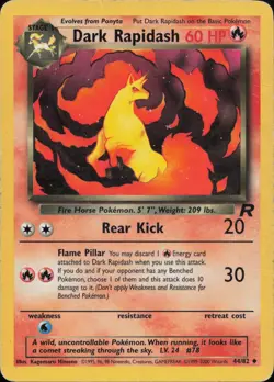 Dark Rapidash 44/82 Uncommon Team Rocket Pokemon Heavily Played - Image 1