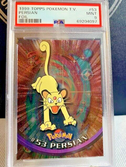Vintage 1999 Persian #53 Foil Pokemon Topps T.V. Animation Black Label PSA 9 - Image 1