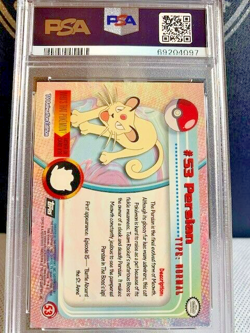 Vintage 1999 Persian #53 Foil Pokemon Topps T.V. Animation Black Label PSA 9 - Image 3