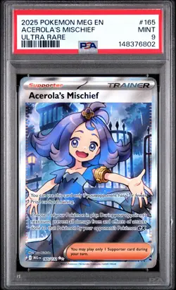 2025 POKEMON MEG EN-MEGA EVOLUTION ULTRA RARE #165 ACEROLA'S MISCHIEF PSA 9 - Image 1