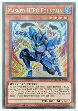 Masked HERO Fountain BLGG-EN029 Secret Rare 1st Ed - Image 1