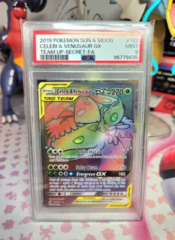 Pokemon TCG - Celebi & Venusaur GX 182/181 Team Up Secret Rare - PSA 9 MINT - Image 1
