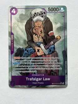 Bandai One Piece Card Game Trafalgar Law ST10-010 Treasure Rare SR Foil - Image 1