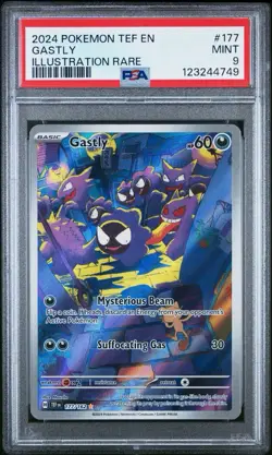 Pokemon PSA 9 Gastly Illustration Rare IR Holo Card 177/162 Temporal Forces Mint - Image 1