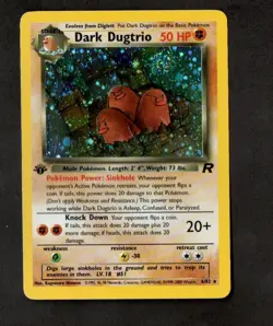 Dark Dugtrio 6/82 2000 Team Rocket 1st Edition Holo Rare Pokemon Card (SWIRL) - Image 1