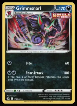SWSH08: Fusion Strike Grimmsnarl #178/264 POKEMON CARD Holo Rare - Image 1