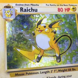 MP+ Raichu 14/102 Holo Rare Base Set Unlimited WotC Pokemon 1999 Ken Sugimori - Image 3