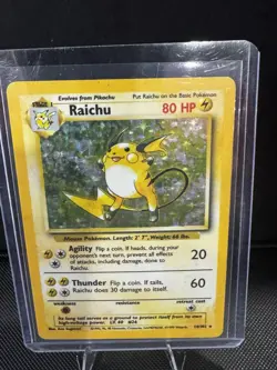 Pokemon Raichu 14/102 Base Set Holo Rare LP Vintage WOTC - Image 1