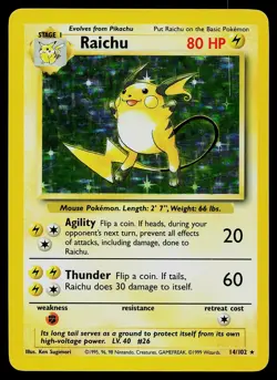 Pokemon Card - Raichu Base Set Unlimited 14/102 Holo Holo Rare - Image 1