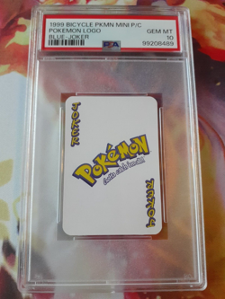 1999 Pokemon Logo Joker Bicycle Mini Poker Playing Card Blue DeckPSA 10 Gem Mint - Image 1