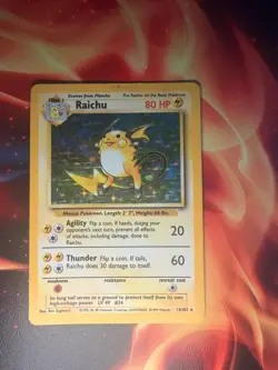 Pokemon Raichu Holo 14/102 Base Set Rare Vintage Holofoil MP - Image 1