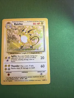 Pokemon Raichu Base Set Holo Rare 80 HP Card 14/102 1999 Wizards of the Coast - Image 2