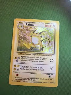 Pokemon Raichu Base Set Holo Rare 80 HP Card 14/102 1999 Wizards of the Coast - Image 3