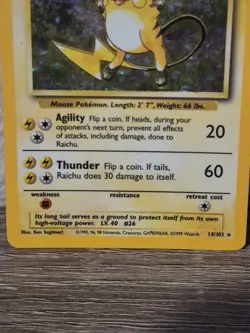 Pokemon TCG Raichu Base Set 14/102 Holo Rare Unlimited 1999 English 80 HP - Image 3