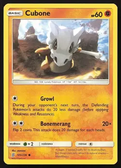 Cubone 105/236 Pokemon TCG Unified Minds Regular Common HP - Image 1