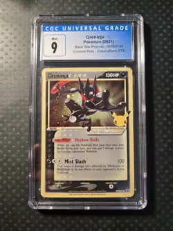 CGC 9 MINT Graded Pokemon 2021 Greninja Gold Star SWSH144 Celebrations ETB Promo - Image 1