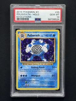 2016 POKEMON XY EVOLUTIONS #25 POLIWRATH HOLO PSA 10 - Image 1