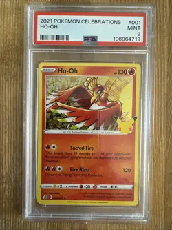 Ho-oh 001/025 SWSH Celebrations Holo Rare Pokemon PSA 9 - Image 1