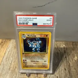 1999 Pokemon Game #8 Machamp 1st Edition Holo PSA 2 GOOD - Image 1