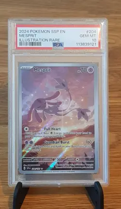 Pokemon TCG Mesprit 204/191 Surging Sparks PSA 10 Gem Mint Illustration Rare - Image 1