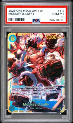 PSA 10 One Piece OP11-118 SEC - Monkey.D.Luffy - EN Foil A Fist of Divine Speed - Image 1