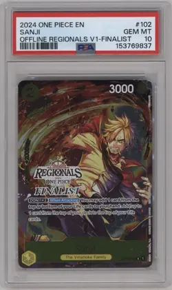 Bandai PSA 10 Sanji One Piece CCG Offline Regionals V1-Finalist Promo Foil #102 - Image 1