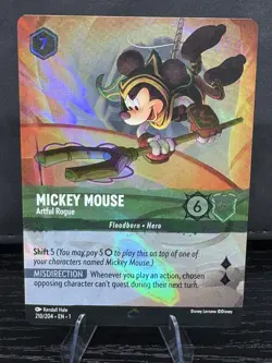 Disney Lorcana Mickey Mouse Artful Rogue 210 Enchanted Holofoil First Chapter - Image 1