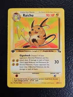 Pokemon Card TCG Raichu 29/62 1st Edition Fossil Non-Holo Rare NM - Image 1