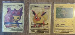 Three Gold Pokemon Cards Pikachu Non TCG - Image 1