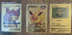 Three Gold Pokemon Cards Pikachu Non TCG - Image 2