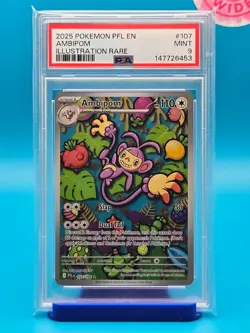 PSA 9 - 2025 POKEMON PFL EN-PHANTASMAL FLAMES 107 AMBIPOM ILLUSTRATION RARE - Image 1