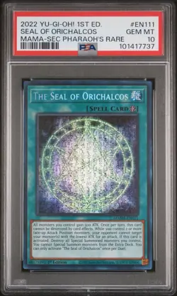 PSA 10: Yugioh 1st Ed #MAMA-EN111 Secret Pharaoh’s Rare - The Seal Of Orichalcos - Image 1