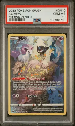 2023 POKEMON SWORD & SHIELD CROWN ZENITH #GG10 FULL ART/MEW PSA 10 - Image 1