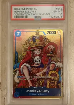 2024 ONE PIECE PROMO CONVENTION EXCLUSIVE-FOIL #043 MONKEY D. LUFFY PSA 10! Rare - Image 1