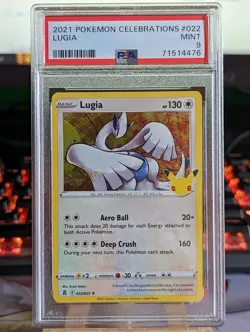 2021 Pokemon Celebrations Holo Lugia 22/25 PSA 9 - Image 1