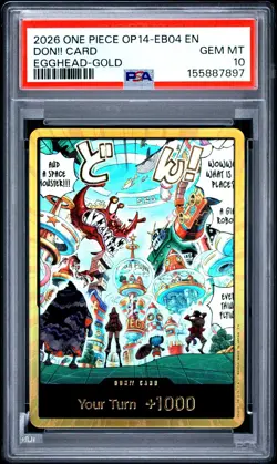 2026 ONE PIECE OP14 THE AZURE SEA'S SEVEN ENGLISH EGGHEAD GOLD DON!! CARD PSA 10 - Image 1