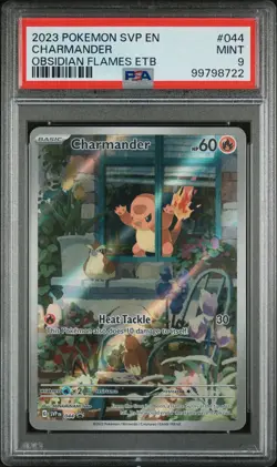 2023 POKEMON SCARLET & VIOLET OBSIDIAN FLAMES ETB CHARMANDER #044 PSA 9 MINT TCG - Image 1