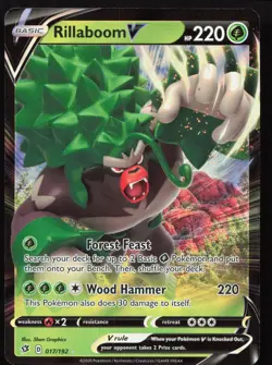 RILLABOOM V 017/192 HOLO V RARE REBEL CLASH POKEMON NM/M - Image 1